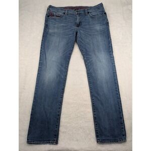 True Religion Manchester United Denim Jeans Men's 38 (39x32) Red Stitch *Read